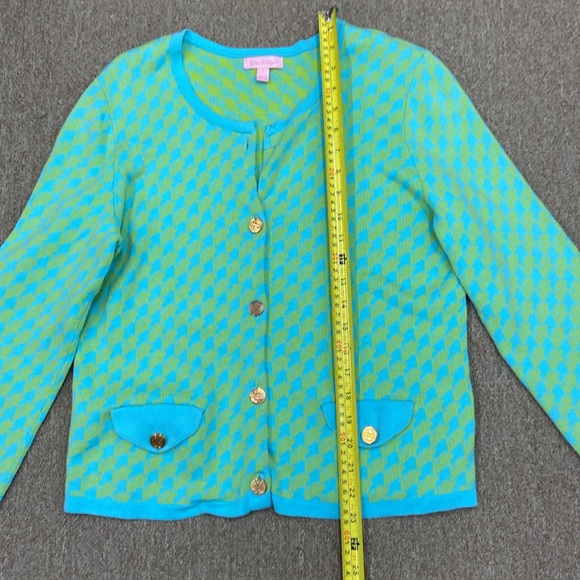 Lilly Pulitzer green and blue houndstooth cardigan - size Large - Picture 4 of 10